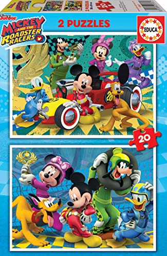 Educa - Mickey & The Roadster Racers, 2 Puzzles infantiles de 20 piezas, a partir de 3 años (17631)