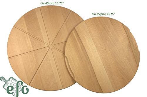 EFO - Plato de pizza de madera de haya con ranuras en rodajas de madera de haya. Pizza Board 40 [cm] | 15.75"