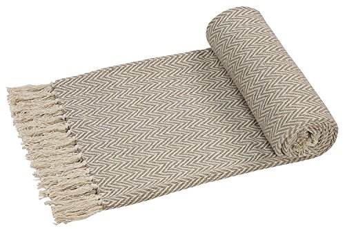 EHC – Tejida a Mano Reversible Individual Manta para sofá sillón, 125 x 150 cm, Color Beige