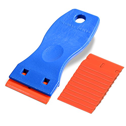 Ehdis® 1,5"de Alta Visibilidad Mini Navaja de Doble Filo de plástico Hoja de raspador con 10PCS plástico Razor rasqueta para rascar Etiquetas y calcomanías de Vidrio, Parabrisas