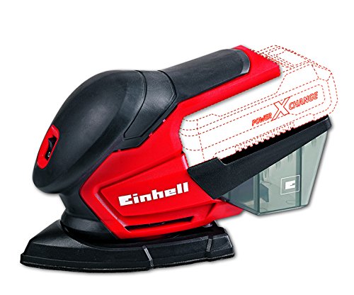 Einhell TE-OS 18 Li Solo - Lijadora múltiple sin cable, 6 papeles abrasivos para madera, 22000 oscilaciónes/min, sin batería/cargador, color rojo y negro