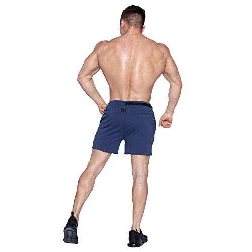 EK - Pantalones cortos de gimnasia para hombre, 5 pulgadas, ligeros, con cremallera, bolsillos, Primavera-Verano, Hombre, color azul marino, tamaño 38