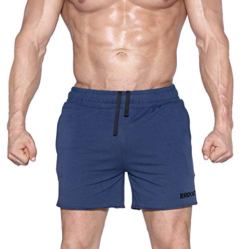 EK - Pantalones cortos de gimnasia para hombre, 5 pulgadas, ligeros, con cremallera, bolsillos, Primavera-Verano, Hombre, color azul marino, tamaño 38