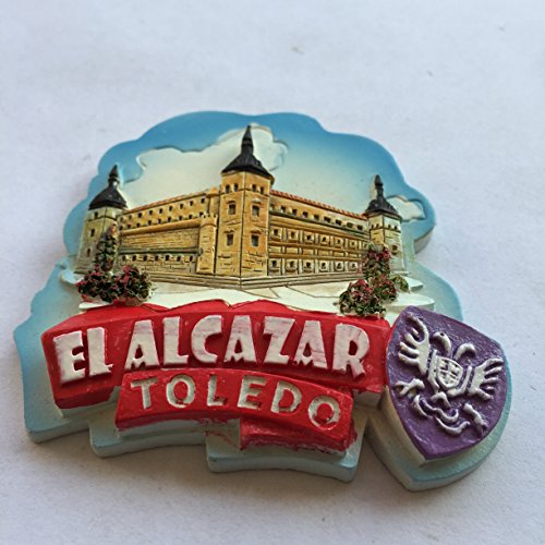 El Alcázar Toledo España Europa Ciudad Mundial Resina 3D Fuerte Imán de nevera Regalo turístico Imán chino Hecho a mano Artesanía Creativa Casa y Cocina Decoración Magnética Pegatina