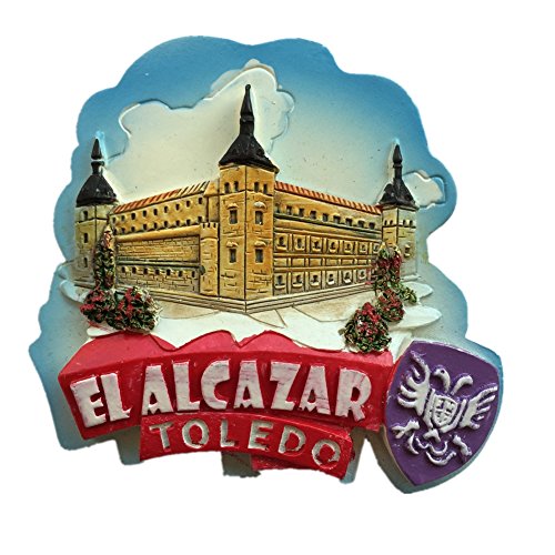 El Alcázar Toledo España Europa Ciudad Mundial Resina 3D Fuerte Imán de nevera Regalo turístico Imán chino Hecho a mano Artesanía Creativa Casa y Cocina Decoración Magnética Pegatina