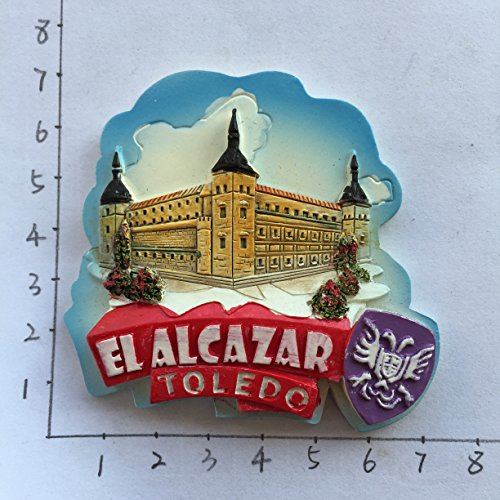 El Alcázar Toledo España Europa Ciudad Mundial Resina 3D Fuerte Imán de nevera Regalo turístico Imán chino Hecho a mano Artesanía Creativa Casa y Cocina Decoración Magnética Pegatina