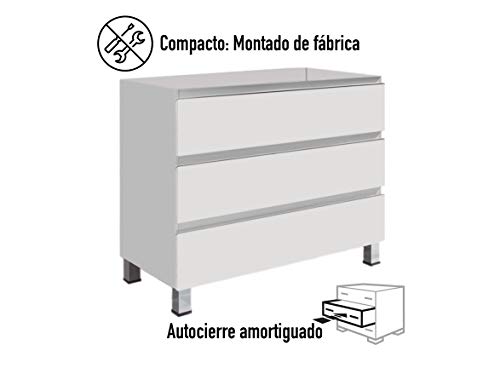 EL ALMACEN DEL PROFESIONAL Juego de Mueble de Baño Modelo Noruega Porcelana, Conjunto formado por Mueble de Baño Lacado en Blanco Ancho 100cm, Lavabo de Porcelana y Espejo a Juego