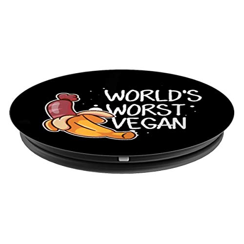 El peor vegano del mundo - Salchicha anti-vegana PopSockets Agarre y Soporte para Teléfonos y Tabletas