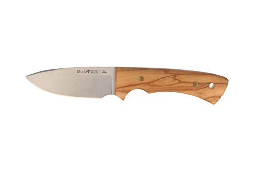 Electropolis Cuchillo Enterizo de Caza Muela Rhino Rhino-9.OL, cachas de Madera de Olivo, tamaño Total 20 cm, con Funda de Cuero + Tarjeta Multiusos de Regalo