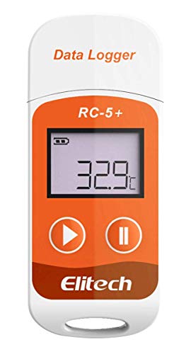 Elitech RC-5+ Registrador de Datos de Temperatura-generación automática PDF-32000 puntos-Reutilizable-Protección de contraseña-No necesita software-Rango de temperatura: -30°C a +70°C