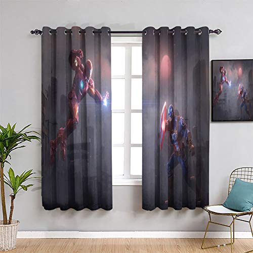 Elliot Dorothy - Cortinas aisladas para sala de estar (42 x 45 cm), diseño de capitán america y hierro