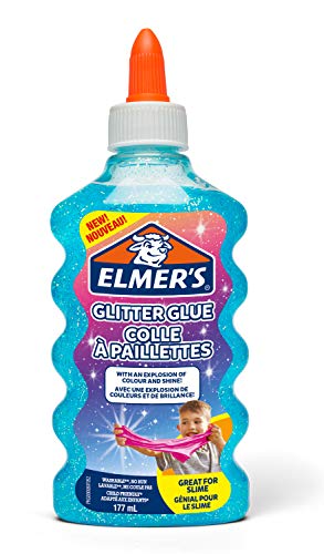 Elmer's pegamento con purpurina azul, lavable y apto para niños de 177 ml; adecuado para hacer slime