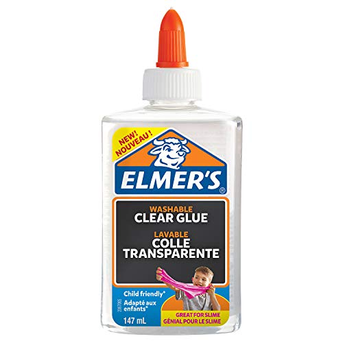 Elmer's pegamento transparente, lavable y apto para niños de 147 ml; adecuado para hacer slime