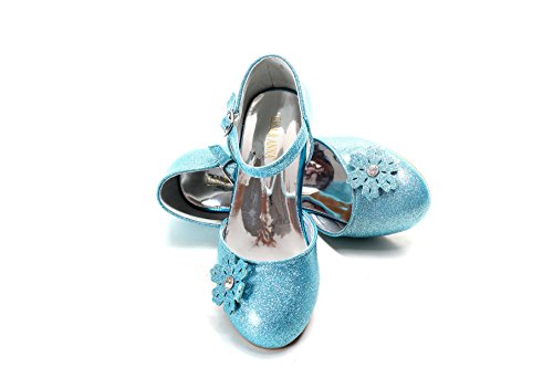 ELSA & ANNA® Niñas Última Diseño Princesa Reina de Nieve Partido Zapatos Zapatos de Fiesta Sandalias BLU11-SH (BLU11-SH, Euro 25-Longitud:16.6cm)