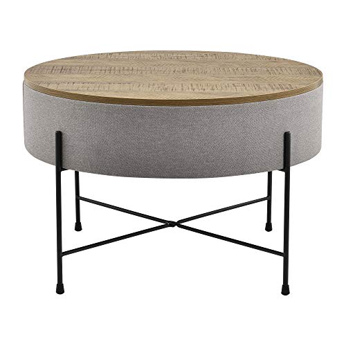 [en.casa] Mesa de Centro con Tablero extraíble 40 x 60 cm Mesa Auxiliar Redonda con Almacenamiento Interno Mesa pequeña Mesa de café y té Gris y Negro