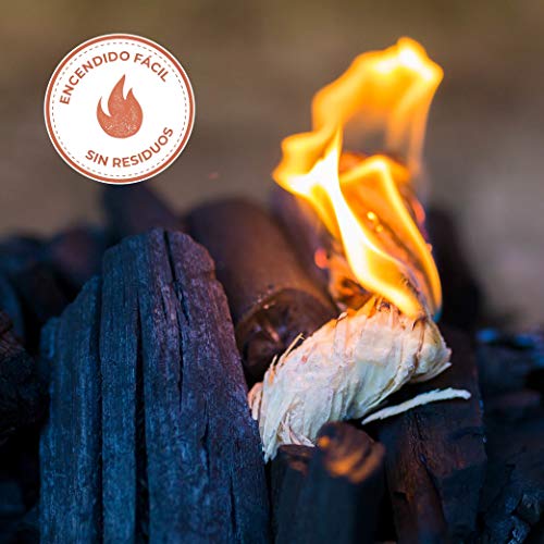 Encendedor barbacoa de madera y cera encendedor barbacoas 100% natural iniciadores de fuego para fogatas, horno de pizza, estufas no olores ni sabores 32 unidades (Encendedores, 2 caja 32 unidades)