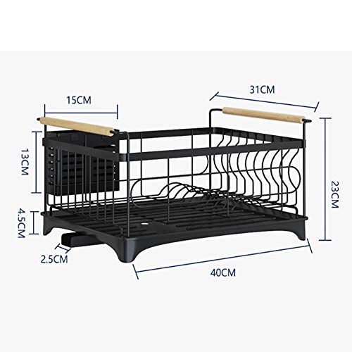 Encimera Escurridor De Platos con Bandeja De Drenaje,Bandeja para Cubiertos Escurreplatos 304 Acero Inoxidable Baldas Flotantes Organizador Cocina 1 Niveles