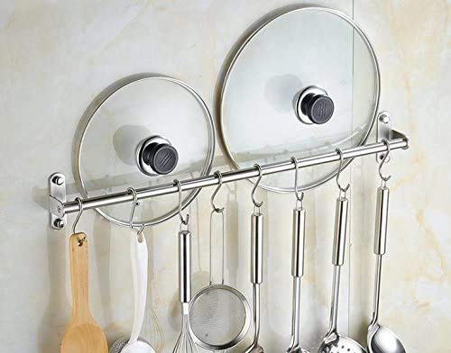 ENCOFT Colgador de Pared Organizador Barra de de Acero Inoxidable para Colgar Utensilios Toallas en Cocina Baño (80cm, Plata)