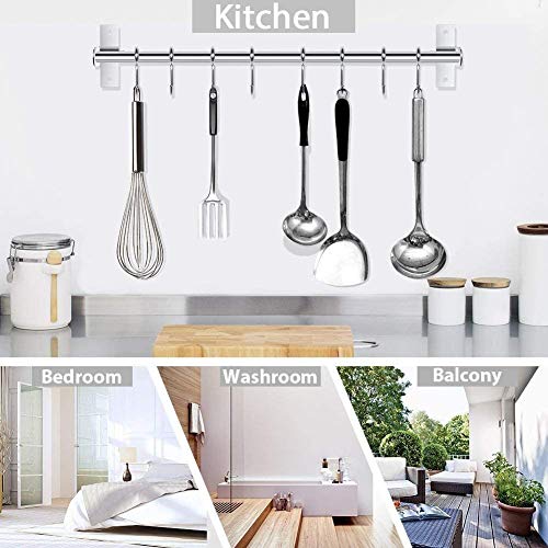 ENCOFT Colgador de Pared Organizador Barra de de Acero Inoxidable para Colgar Utensilios Toallas en Cocina Baño (80cm, Plata)