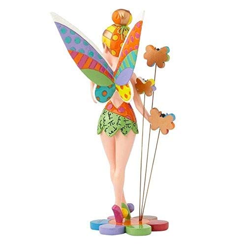 Enesco Disney Britto Figurita Campanilla con Flores, Resina, Multicolor, 20x20x23 cm