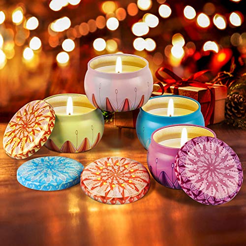 Enibon Velas Aromaticas de Regalo 5,3oz*4, 35-40 Horas Tiempo de Combustion, Velas Perfumadas 100% Cera de Soja Natural Aliviar Estrés y Relajación, Regalos Originales Mujer para Cumpleaños, Navidad