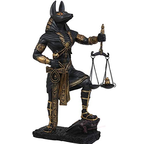Enweonga Estatua del Dios Egipcio Anubis, Resina del Dios Egipcio Antiguo Y Figuras De La Balanza De La Justicia, Escultura Coleccionable para Adornos De Decoración del Hogar