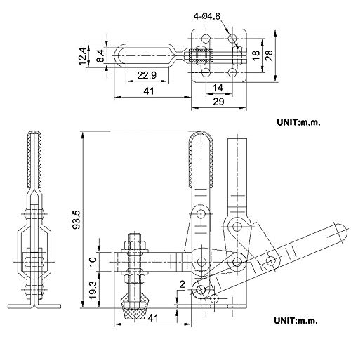 EODUDO-S Herramienta de Soldadura Brazo T Forma Herramientas Toggle Clamp Red Bar Asidero Verticales Toggle Clamp Herramientas for Trabajar la Madera portátil Kit del Sistema Útil, Amplia aplicación