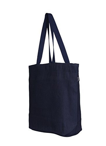 EONO Grande de la lona tote bag tela bolso de compras verduras reutilizables respetuosa del medio ambiente de ultramarinos de hombro de yute bolso de tela mujer- Llano Azul marino | 0503