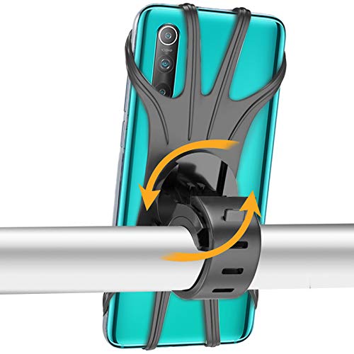 Epilum Soporte Movil Bicicleta, Universal Rotación 360° Soporte Manillar de Silicona Soporte Movil para Bicicleta Motocicleta Ciclismo GPS Nacigatore para iPhone 11 8 Plus X XS MAX XR Samsung