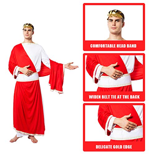 EraSpooky Disfraz de Toga Disfraz del Emperador Romano César Cosplay Traje de Fiesta de Halloween para Hombres Adultos