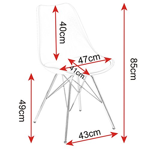 eSituro SDC50 Pack de 2 Sillas de Comedor Silla de Oficina con Reposabrazos Silla Tower Cuero Artificial Asiento Tapizada Diseño Nórdico Patas Metal Blanco