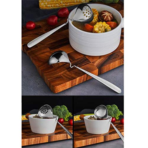 Espumadera de Cocina Sopa de acero inoxidable Cuchara colador con manijas de flexión de grado comercial cuchara de la porción, herramienta de la cocina for el restaurante o la cocina casera, con acaba