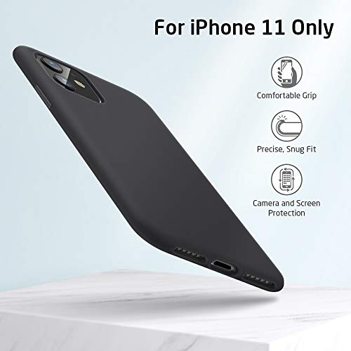 ESR Funda Blanda Compatible con iPhone 11, Carcasa de Silicona Líquida Suave con Agarre Cómodo y Protector de Pantalla y Cámara, Absorbe de los Golpes para iPhone 11 6,1”, Negro, Serie Yippee