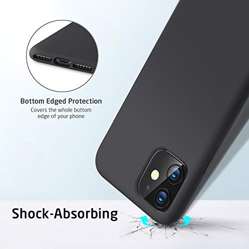 ESR Funda Blanda Compatible con iPhone 11, Carcasa de Silicona Líquida Suave con Agarre Cómodo y Protector de Pantalla y Cámara, Absorbe de los Golpes para iPhone 11 6,1”, Negro, Serie Yippee