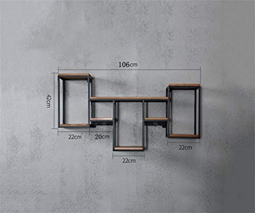 Estante de partición montado en la Pared Estante de Pared de Hierro para Sala de Estar Dormitorio Utilizado para estantería Exhibición de Almacenamiento Estante para Copa de Vino Marco de un