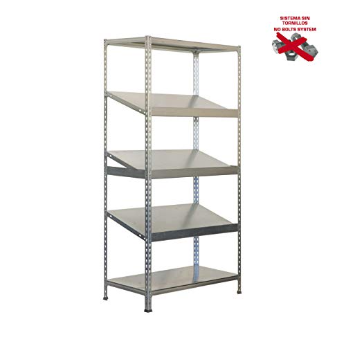 Estantería metálica sin Tornillos Simonexpo de 5 estantes Galvanizado Simonrack 2000x1000x500 MMS - Estantería de exposición - 200 Kgs de Capacidad por Estante