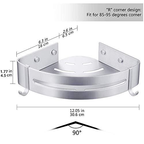 Estantes Ducha, Bogeer Estanteria ducha esquina pared para baño sin Taladro, Pegamento Patentado y Tornillos incluidos, Aluminio Estante de baño (Sola capa)