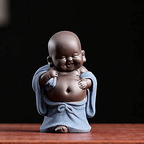 Estatua de Buda Púrpura de arena Tiny estatua linda de Buda Monk Estatuilla creativa del bebé Crafts muñecas ornamentos del regalo de la obra clásica china delicadas artes de cerámica y manualidades A