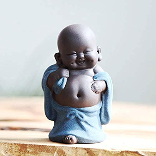 Estatua de Buda Púrpura de arena Tiny estatua linda de Buda Monk Estatuilla creativa del bebé Crafts muñecas ornamentos del regalo de la obra clásica china delicadas artes de cerámica y manualidades A