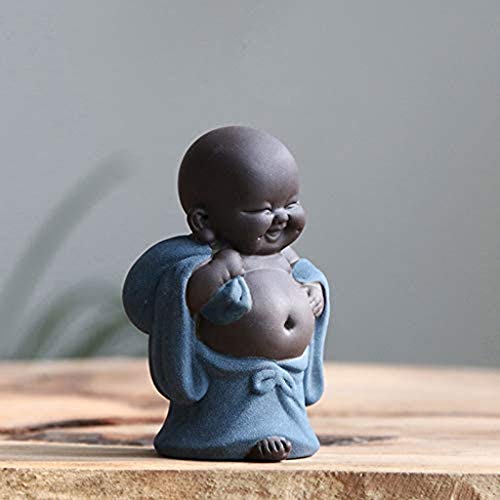 Estatua de Buda Púrpura de arena Tiny estatua linda de Buda Monk Estatuilla creativa del bebé Crafts muñecas ornamentos del regalo de la obra clásica china delicadas artes de cerámica y manualidades A