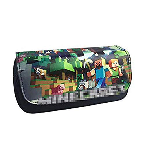 Estuche lapicero de doble capa con diseño de anime, para estudiantes, adolescentes, con compartimentos; neceser-bolsa de aseo, estuche de maquillaje, bolso para teléfono móvil