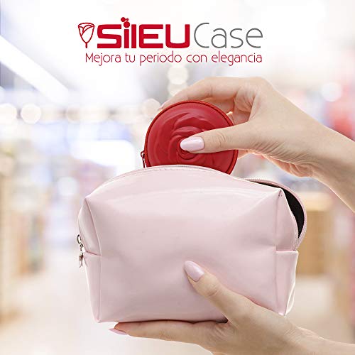 Estuche SileuCase para copas menstruales – Ideal para llevar tu tampón o copa menstrual de forma elegante y discreta en tu bolso o para viajes - Grande, 10 cm - Rosa