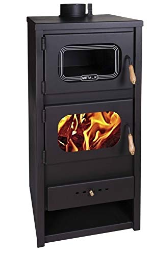 Estufa de leña de Metalic con horno quemador de leña, chimenea para cocinar, sólida, combustible, 13kW