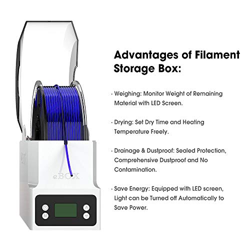 eSUN eBOX Caja Secadora, Caja de Almacenamiento de Filamento de Impresora 3D, Mantener el Filamento Secos y Medición el Filamento Peso, Compatible con 1.75mm, 2.85mm y 3.00mm, Adaptador EU