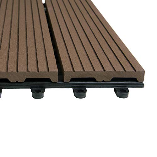 EUGAD 22x Suelo de Exterior WPC 30x30cm Terrazas del Piso 22 Set 2? Baldosas de Madera para Jardin, Terraza Marrón