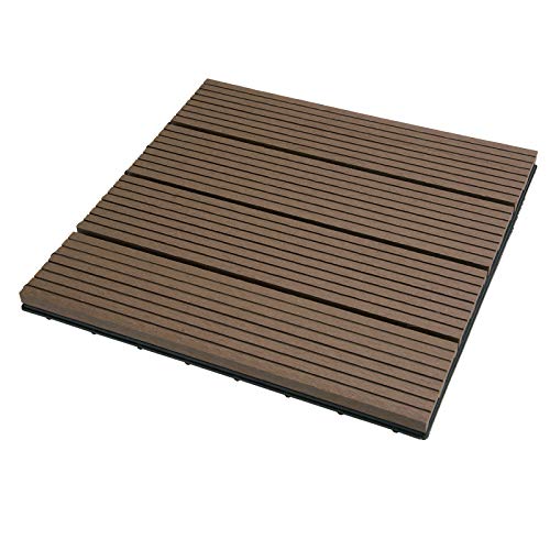 EUGAD 22x Suelo de Exterior WPC 30x30cm Terrazas del Piso 22 Set 2? Baldosas de Madera para Jardin, Terraza Marrón