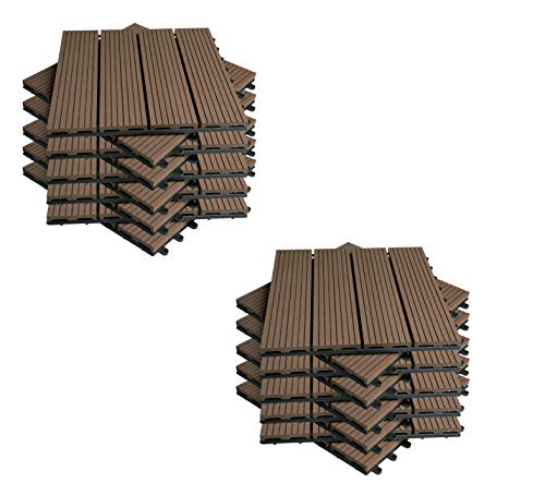 EUGAD 22x Suelo de Exterior WPC 30x30cm Terrazas del Piso 22 Set 2? Baldosas de Madera para Jardin, Terraza Marrón