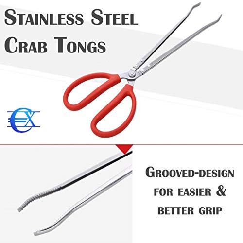 EUROXANTY® Pinza para Coger Cangrejos | Pinza para Barbacoa | Pinza Marisco | Pinza Antedeslizante | Playa | Acero Inoxidable | 38cm |