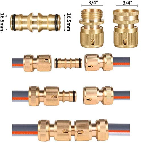 Evance 6pcs Conector de Mangueras de Jardín Latón, Adaptador para Grifo de Agua, Accesorio para Manguera Rapido, Divisor de Manguera de 2 Vías (Juego de 6)