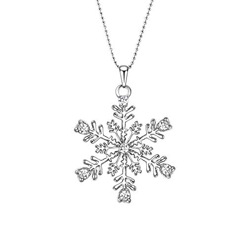 EVER FAITH®-Mujer Cristal Austríaco Copo De Nieve Flores Fiesta Collar Claro Plata-Tono N04564-1